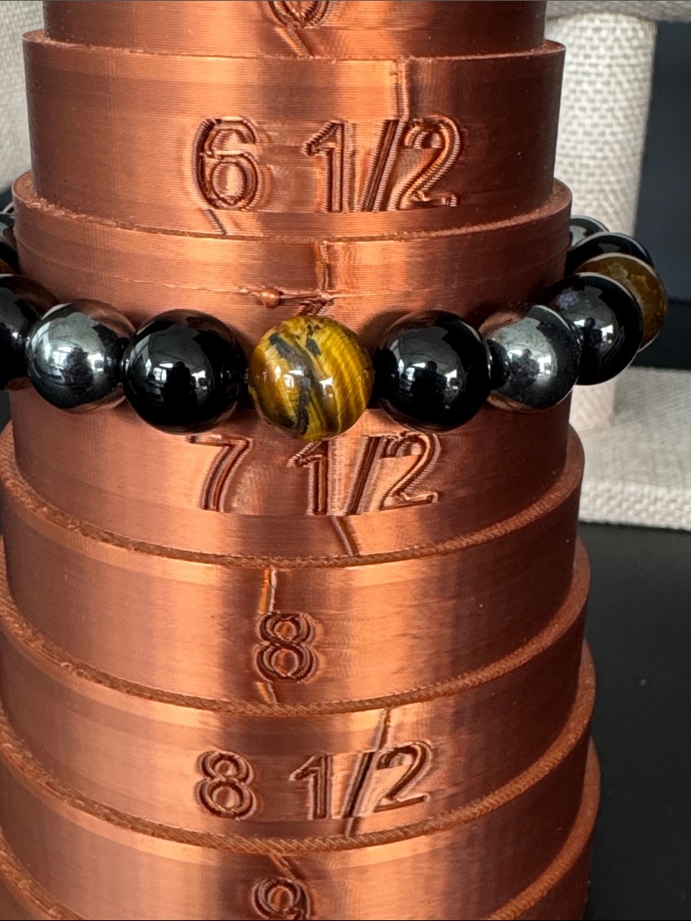 Triple Protection Bracelet - 8MM Tiger's Eye, Black Obsidian & Hematite Bracelet - Picture 3 of 6
